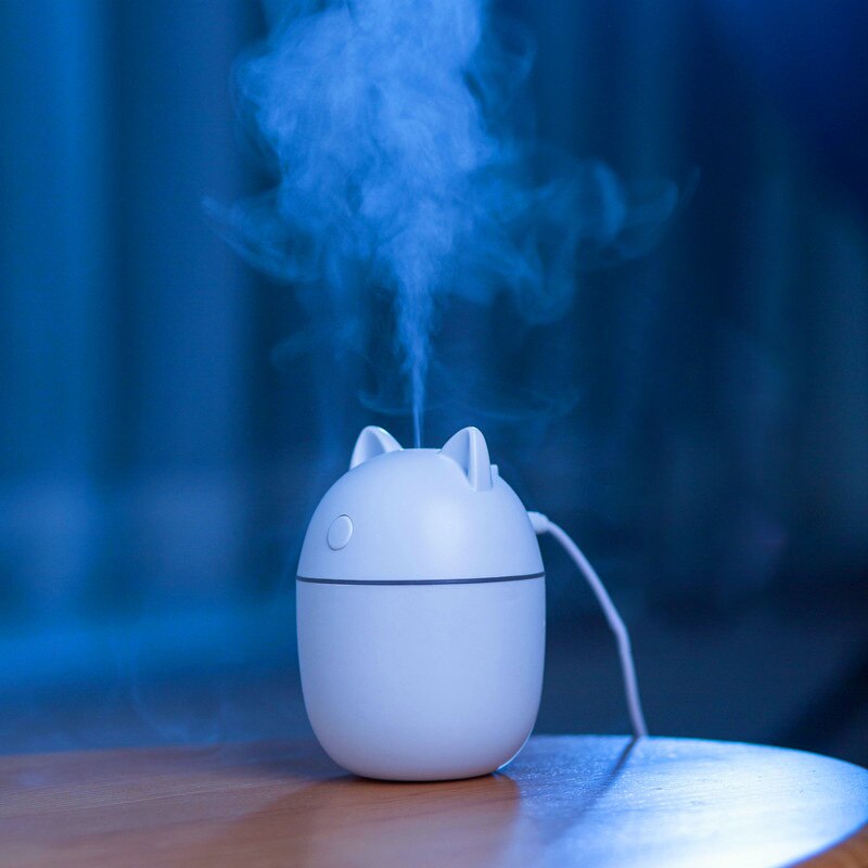 Humidificateur portable usb à 220ml niveaux , diffuseur ultrasonique à brume fraîche, humidificateur d'air, purificateur avec veilleuse et ventilateur