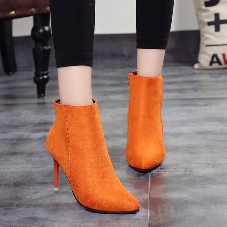 Damesschoenen hoge hakken franje laarzen dunne hak dameslaarzen puntige neus damesschoenen winter enkellaarsjes ghn 78
