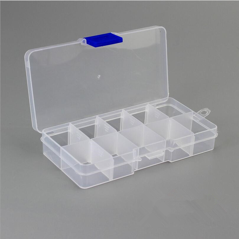 Caja de joyería de plástico con 10 ranuras (reglable), estuche de almacenamiento, organizador de joyas artesanales, cuentas, fabricación de joyas Diy, joyero organizador Z28