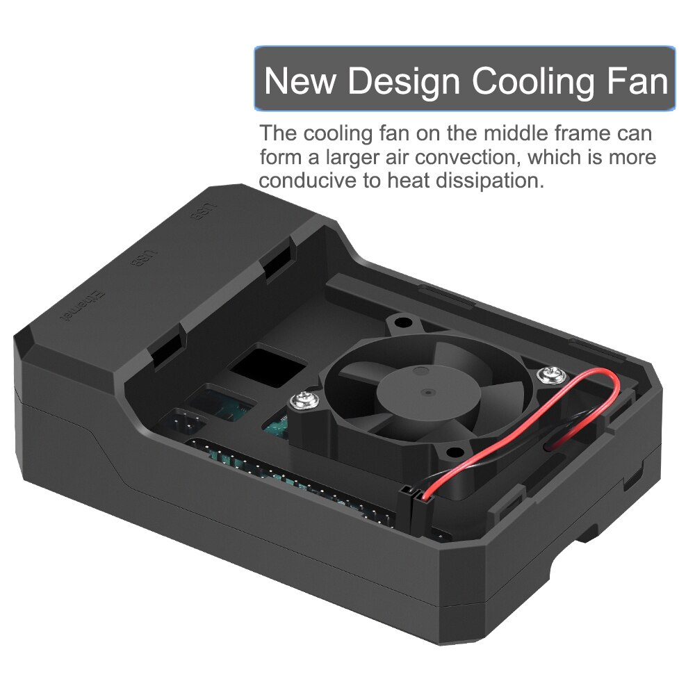 Raspberry Pi 4 Case with Large 3510 Cooling Fan Heatsink Simple Removable Top Cover for Pi 4 Model B