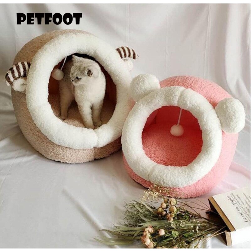 Pliable chat lit pour animaux de compagnie pour petit moyen chien doux nid chenil chaton lit maison sac de couchage animaux de compagnie hiver confortable maison Cave