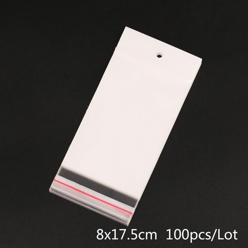 100Pcs/Lot Clear Self Adhesive Seal Plastic Storage Bag OPP Poly Pack Bag Retail Packaging Package Bag With Hang Hole: 8x17.5cm
