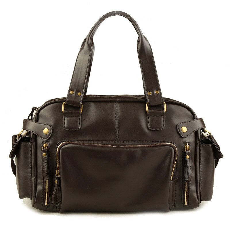 Mannen Reistassen Pu Lederen Handtassen Casual Vintage Schoudertas Laptop Tassen Zwart Bruin Bagage Handtas XA226M: Brown