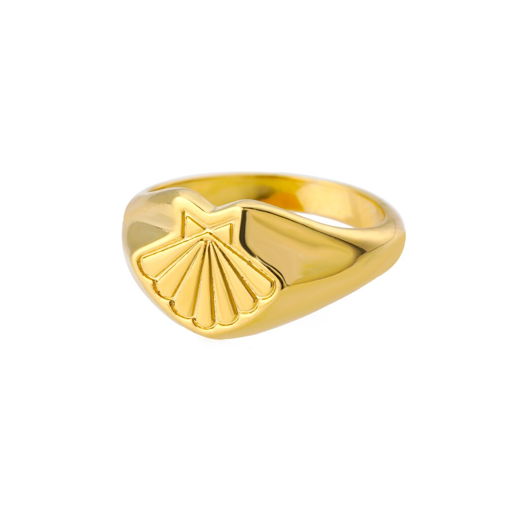Klassische muschelringe für damen, Jahrgang-edelstahl-goldring Ich bin boho-stil, ehering-schmuck für paare: Vergoldet