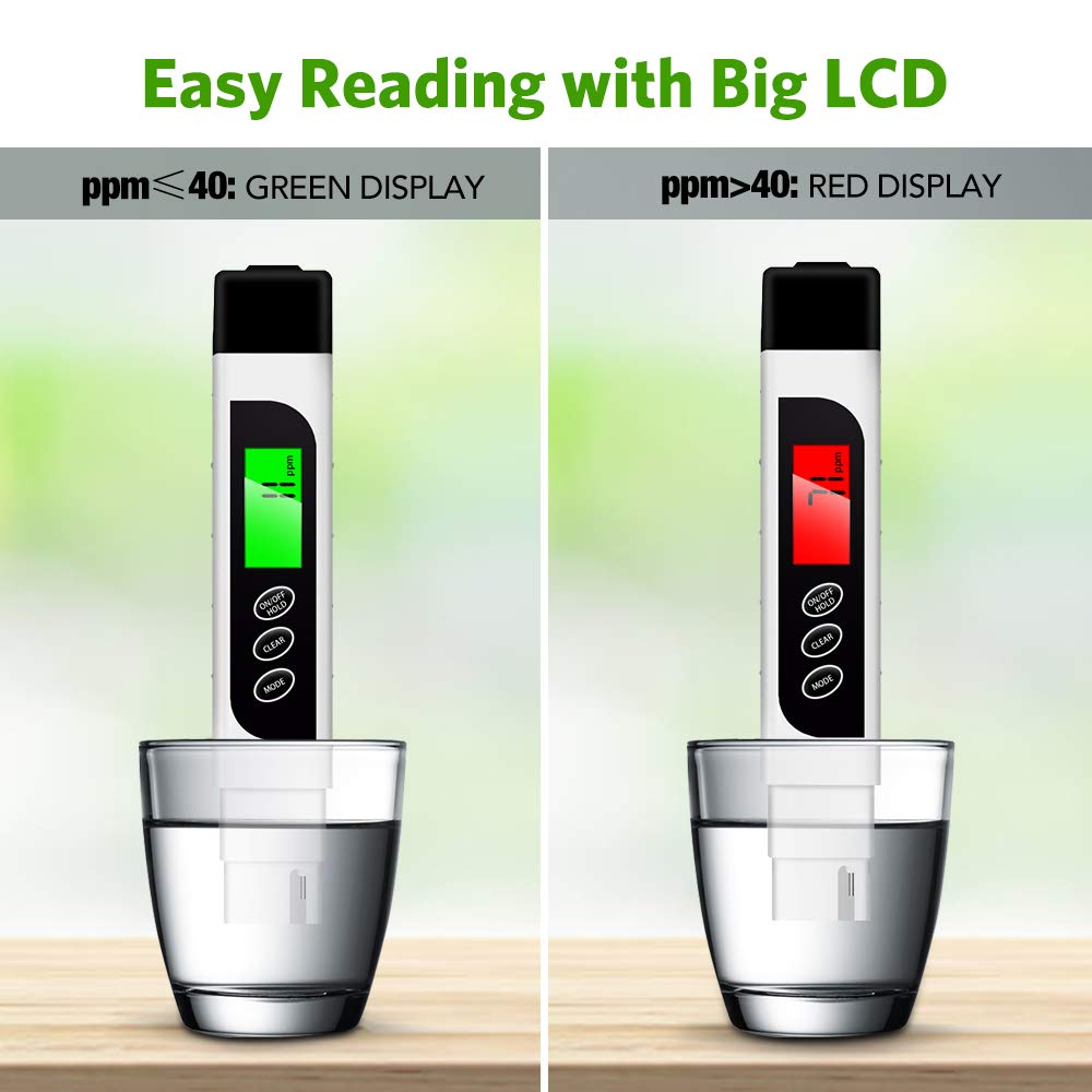 TDS mètre testeur de de l'eau TDS EC et compteur de température 3 en 1 0-9999 ppm mètre pour Test d'eau potable, café, piscine