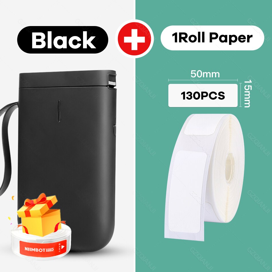 Mutlifunctional Thermal Label printer Mini Portable Barcode Bluetooth Label Printer For Moble Phone Android iOS D11 Niimbot: Black 1WhiteLabel