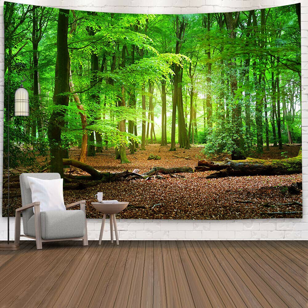 Tapiz de Río y bosque, colcha colgante de pared, colcha Hippie gitana, funda decorativa para el hogar: 5