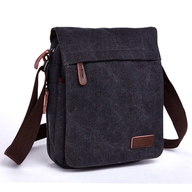 Casual Handbag Single Shoulder Bags Vintage Canvas Zipper Ipad Bag Cellphone bag Messenger Bags Tote: BLACK