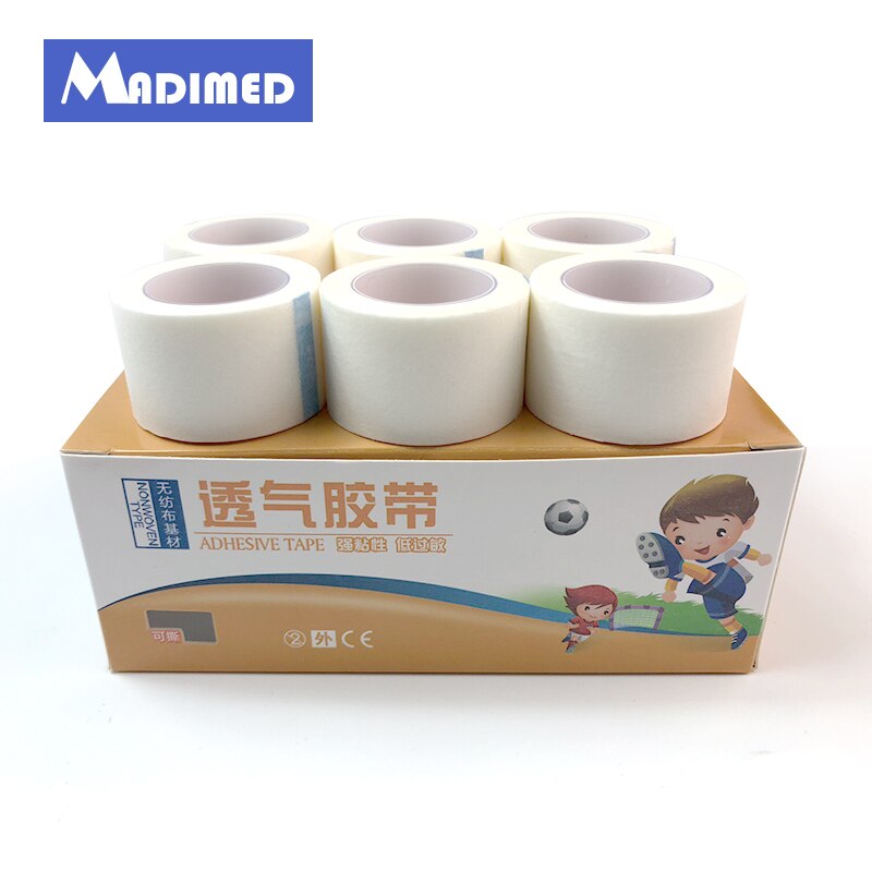 MADIMED-cinta médica no tejida de microporos, cinta de papel quirúrgica transpirable, 2,5 cm x 9,1 m, lote de 12 rollos