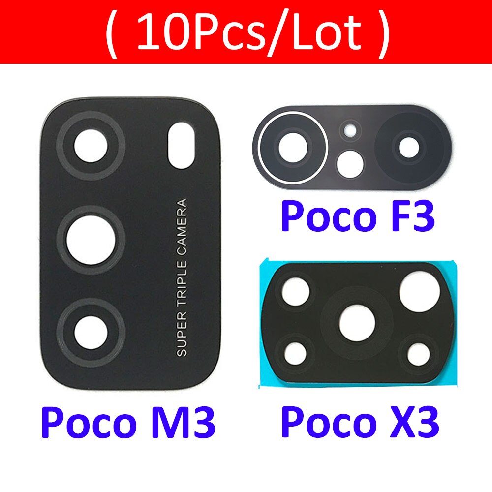 10 Stuks Achter Terug Camera Glazen Lens Voor Xiaomi Poco M3 / Poco F3 5G / Poco X3 Nfc f2 Pro F1 Gt Sticker Vervangende Onderdelen