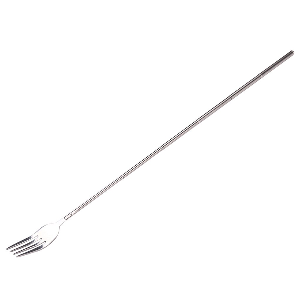 Rostfritt stål teleskopgaffel diy förlängningsbar middagsgaffel frukt dessert lång gaffel bestick köttgafflar kök bbq tillbehör