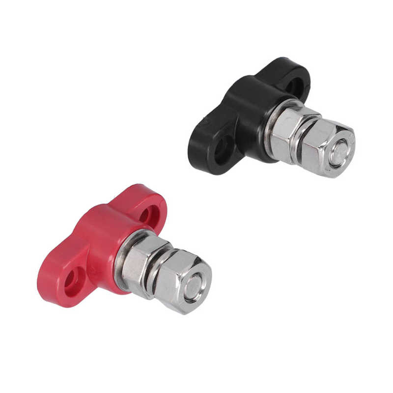Power Distribution Studs Terminal Kit Insulated Battery Junction Posts Red and Black for Refitting Cars