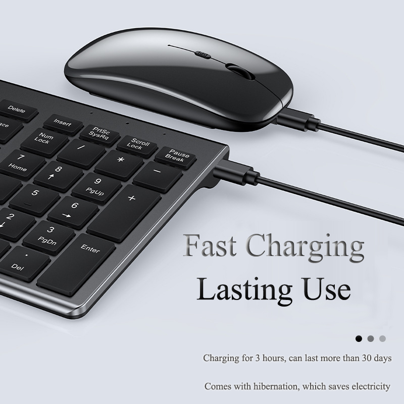 Wireless Bluetooth Keyboard Three-mode Silent Full-size Keyboard and Mouse Combo Set for Notebook Laptop Desktop PC Tablet