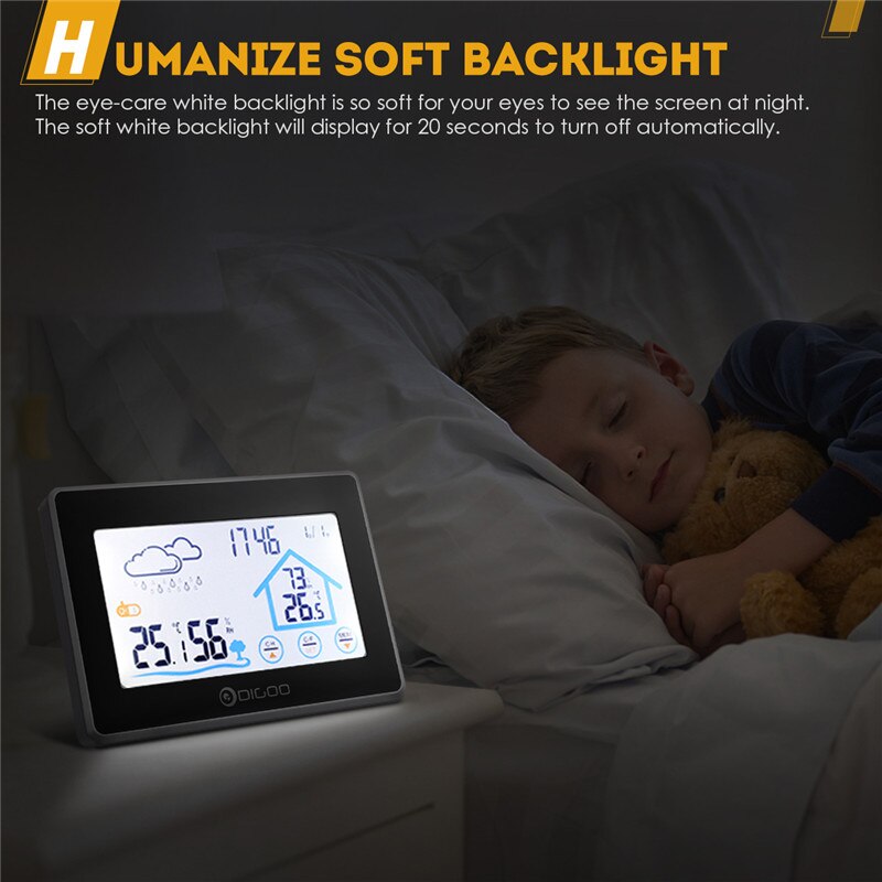 Digoo – Station météo sans fil DG-TH8380, capteur de prévision intérieure et extérieure, thermomètre, hygromètre, calendrier, rétro-éclairage