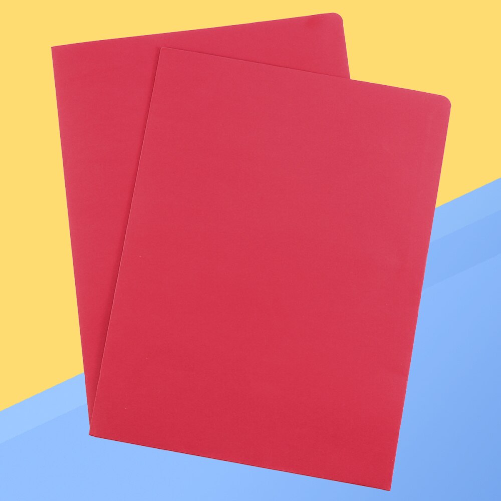 12Pcs A4 2 Zakken Kraftpapier Bestandsmap Bruin Houder Document Map Office Project Bestand Presentatiemap (Rood)