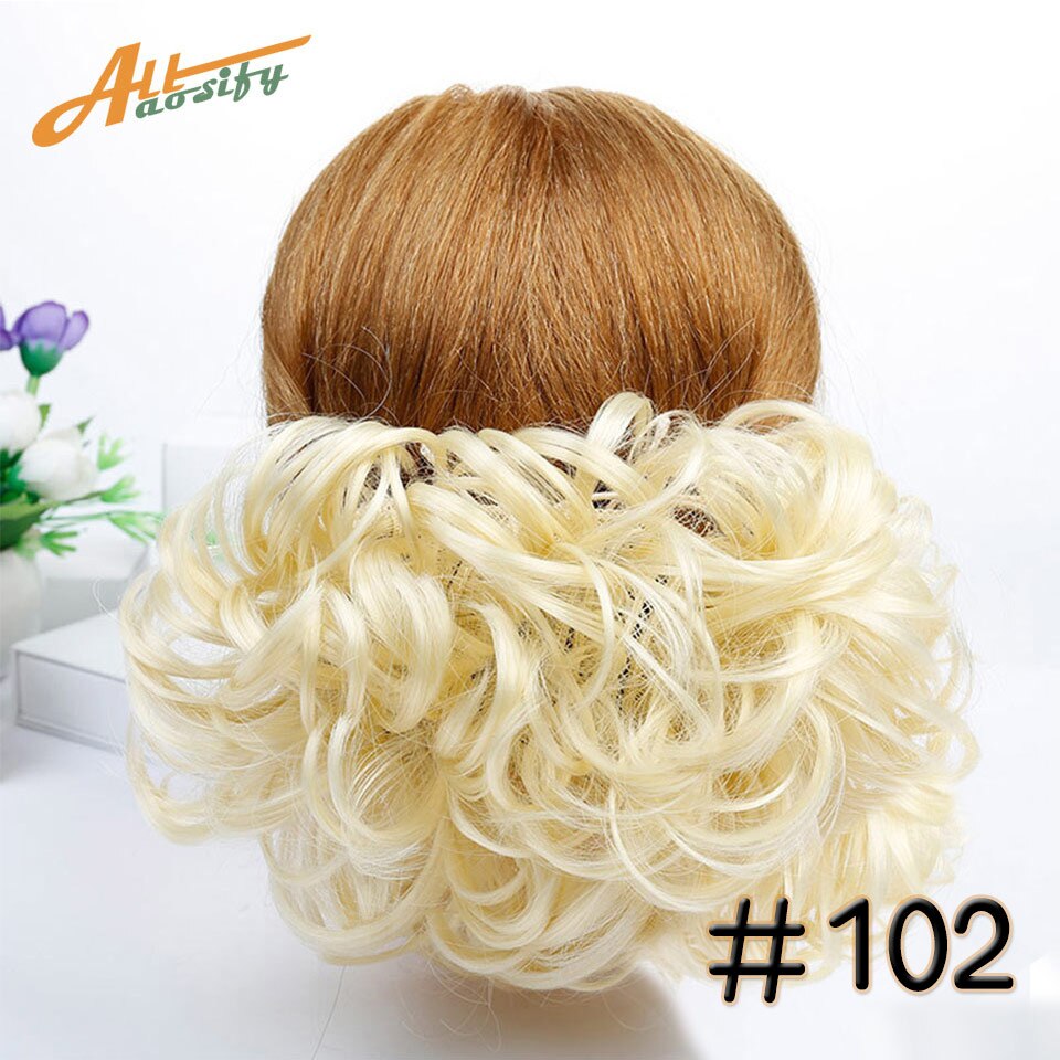 Allaosify Synthetic Chignon Women Curly Hair Extensions Hairpiece Wig Clip In Hair Bun Natural Black Red Brown Hair Accessories: 102