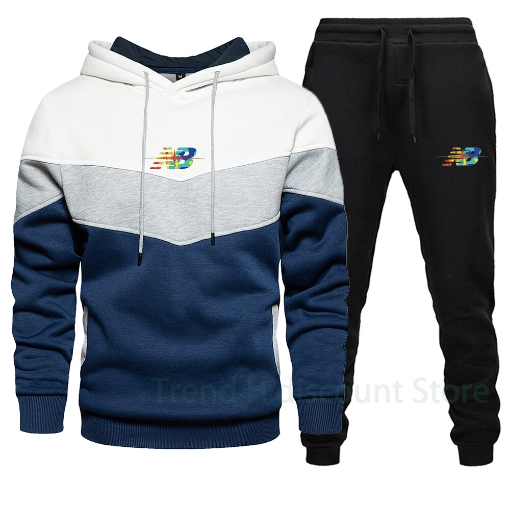Nouveaux hommes épissage tenue décontracté lâche rue de sport à capuche hommes automne et hiver polaire veste + pantalon 2-pi