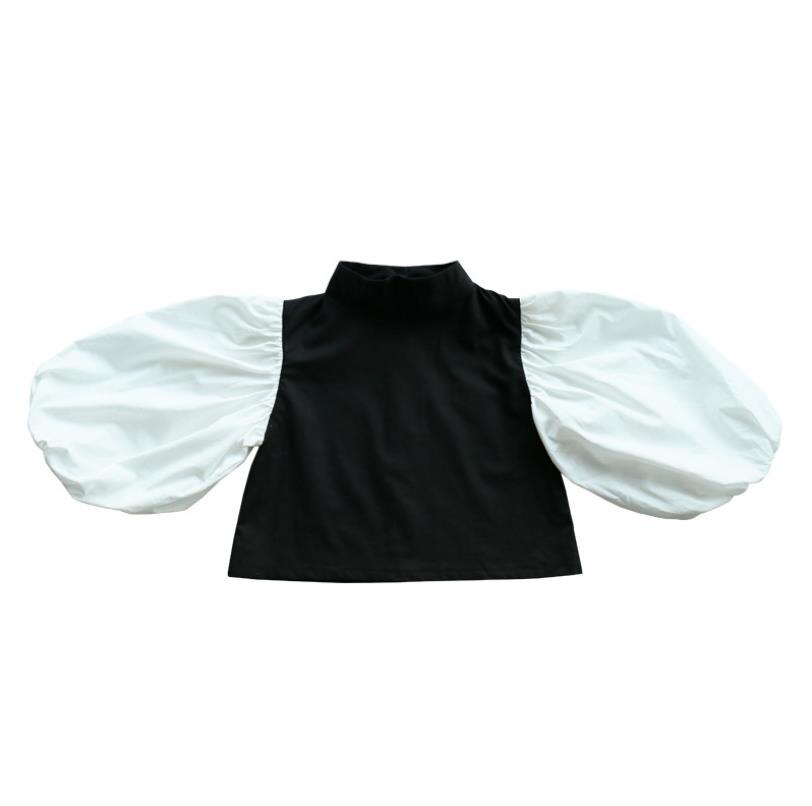 Camisas negras de manga abombada para bebés, tops bonitos de algodón para niños, blusas para niños pequeños, prendas de vestir exteriores, ws1092: 3 años