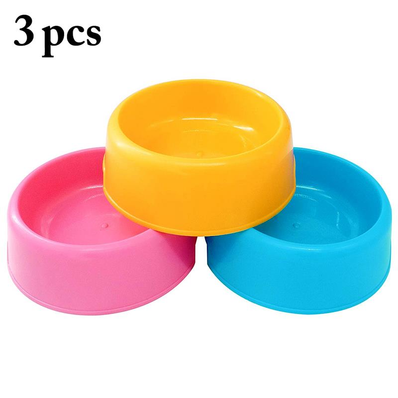 Bol en plastique à usages multiples pour chien, 3 pièces, forme ronde, bol d'alimentation pour animaux de compagnie: Multicolor