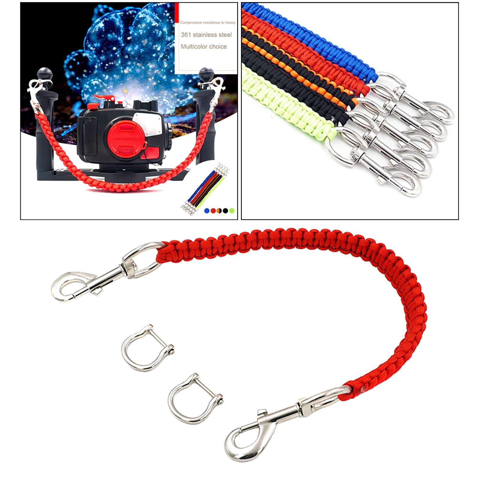 Duiken Camera Waterdichte Case Handvat Touw Riem Onderwater Fotografie: Red