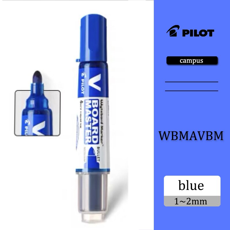 1Pcs Pilot Rechte Vloeibare Uitwisbare Whiteboard Marker WBMAVBM-M Grote Capaciteit Vervangbare Inkt Voor Soepele Schrijven: blue