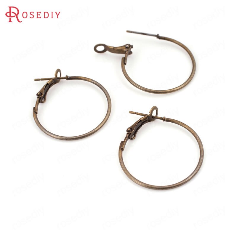 50PCS Diameter 20MM to 70MM Iron Hoop Earrings Big Loop Earrings Ring Diy Jewelry Findings Accessories: Antique Bronze / 25MM