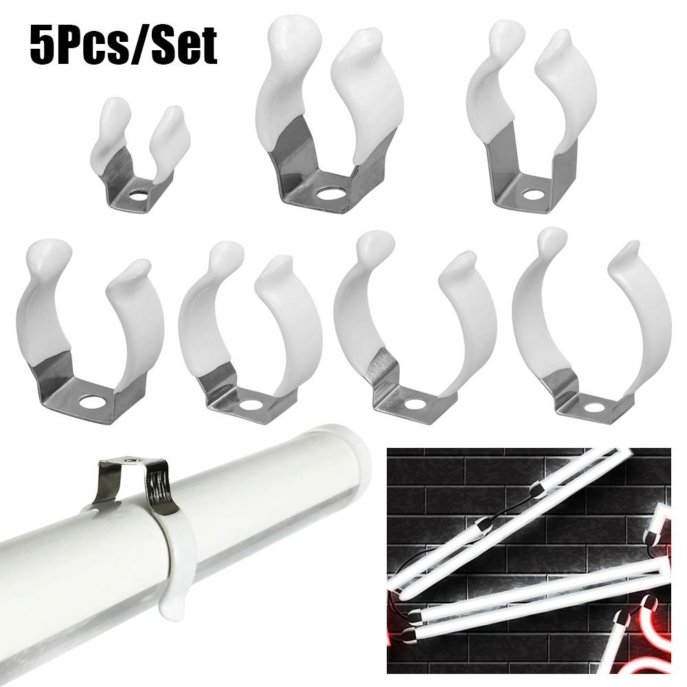 Clips de fijación de 5 uds., Clip Terry de resorte con Base de protección de goma, herramienta, soporte de abrazadera de Clip de tubo de lámpara T3/T4/T5/T6/T7/T8/T9/T10