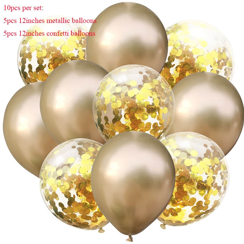 Guld sølv metal balloner deco fødselsdag folie stjerne balloner fødselsdagsfest dekorationer børn konfetti balloner til oppustelige bolde: Metal sæt 14