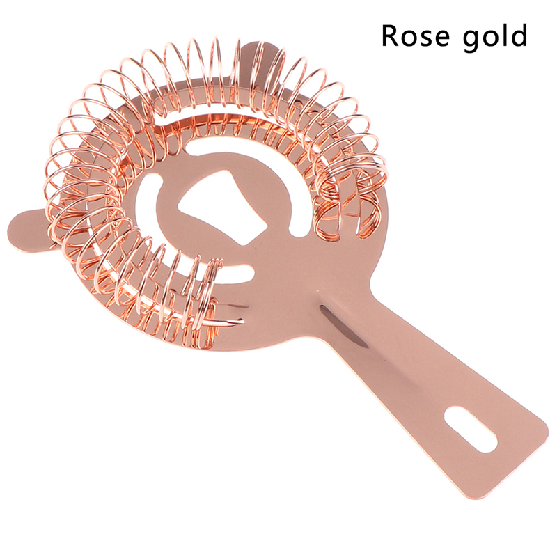 1pc Useful Stainless Steel Cocktail Shaker Bar Ice Strainer Wire Mixed Drink Bartender Tool Bar Accessories: Rose gold