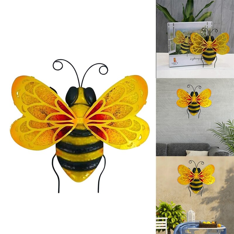 ! Bee Festival Decoration Bee Garden Decoration Statue Countryside Style Bee Outdoor Wall Sculptures Fence Ornament