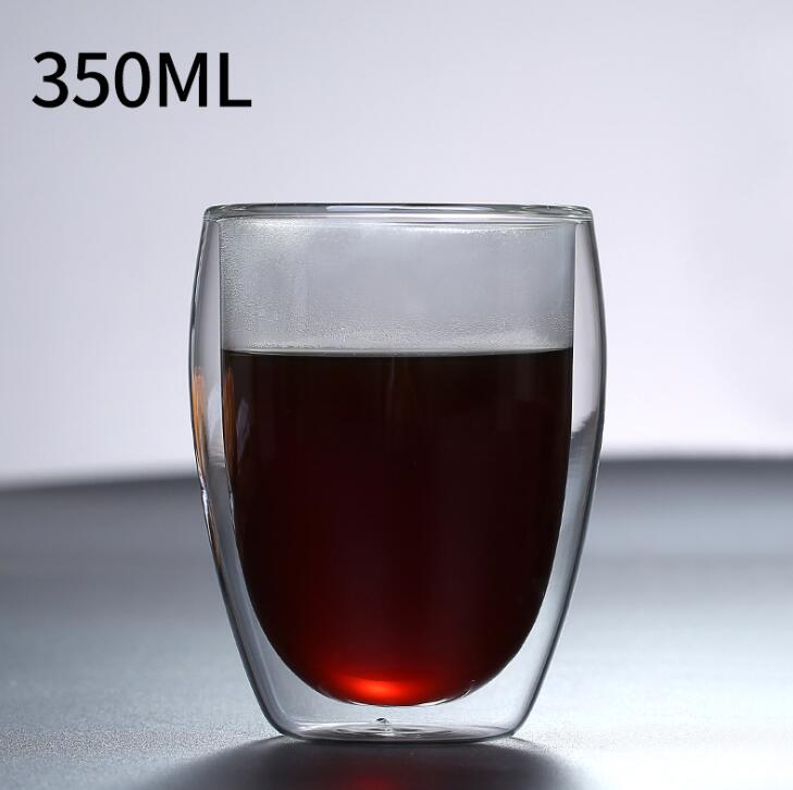 Heat Resistant Double Wall Glass Cup Beer Coffee Cups Drink Mug Tea Mugs Home Office Transparent Drinkware: A 350ml