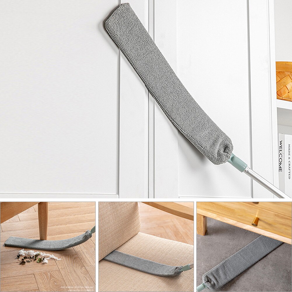 Cepillo de polvo para mesita de noche, accesorio retráctil para cama, hueco inferior, mango largo, microfibra mágica, artefacto de limpieza de polvo, barrido de pelo para el hogar