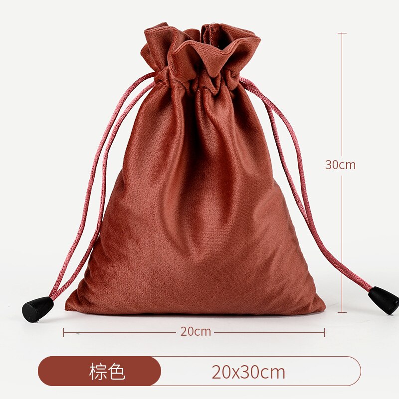 Velvet Drawstring Bags Wedding Partty Candy Bags Storage Packaging Bags Supplier: 20x30cm brown