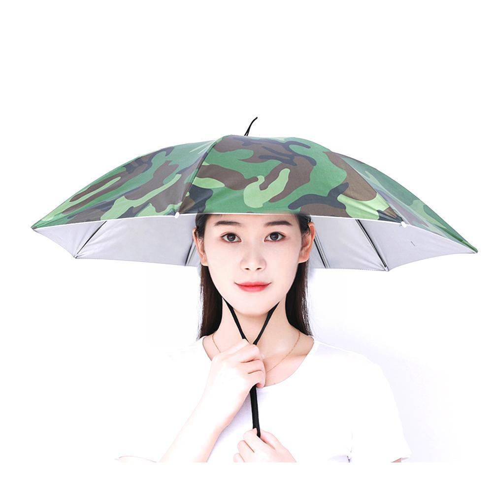Portable Rain Umbrella Hat Foldable Outdoor Shade Beach Hats Hiking Wear Cap Waterproof Umbrella Fishing Campi A9i7