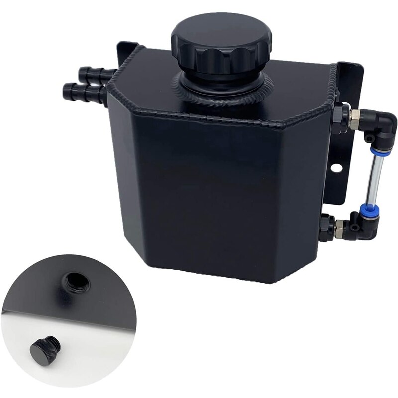 1L Black Aluminum Alloy Radiator Coolant Overflow Expansion Tank Recovery Water Tank Reservoir Universal