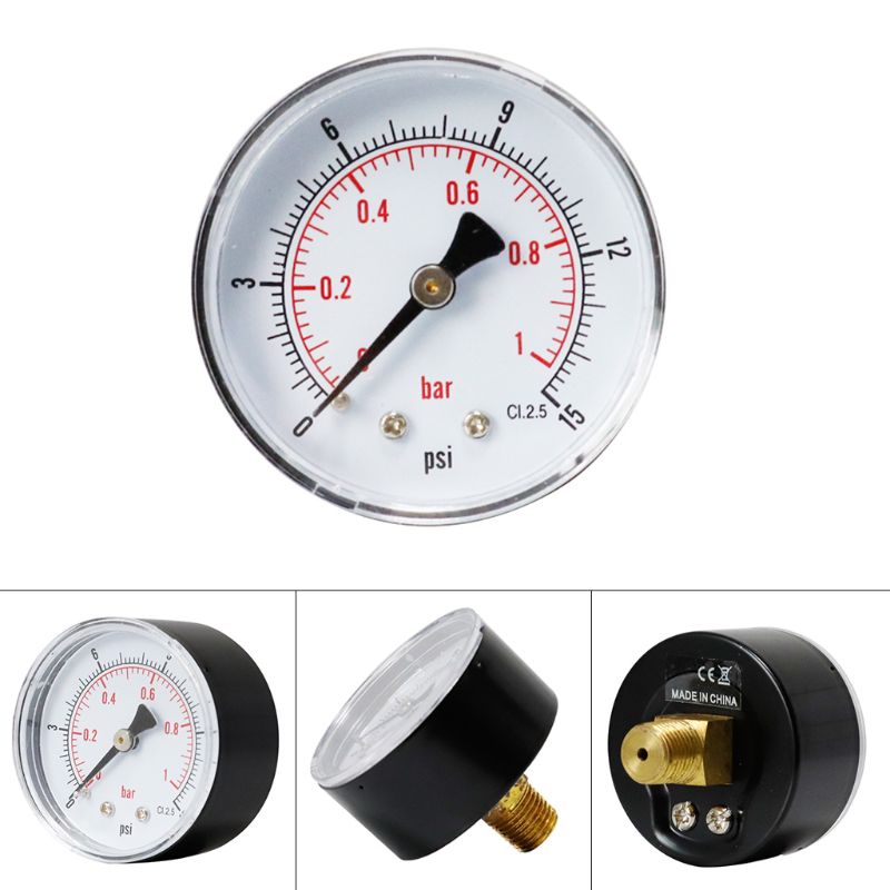Pressure Gauge 52mm Dial 1/8" BSPT Horizontal 0/15,30,60.100,160,300 PSI & Bar