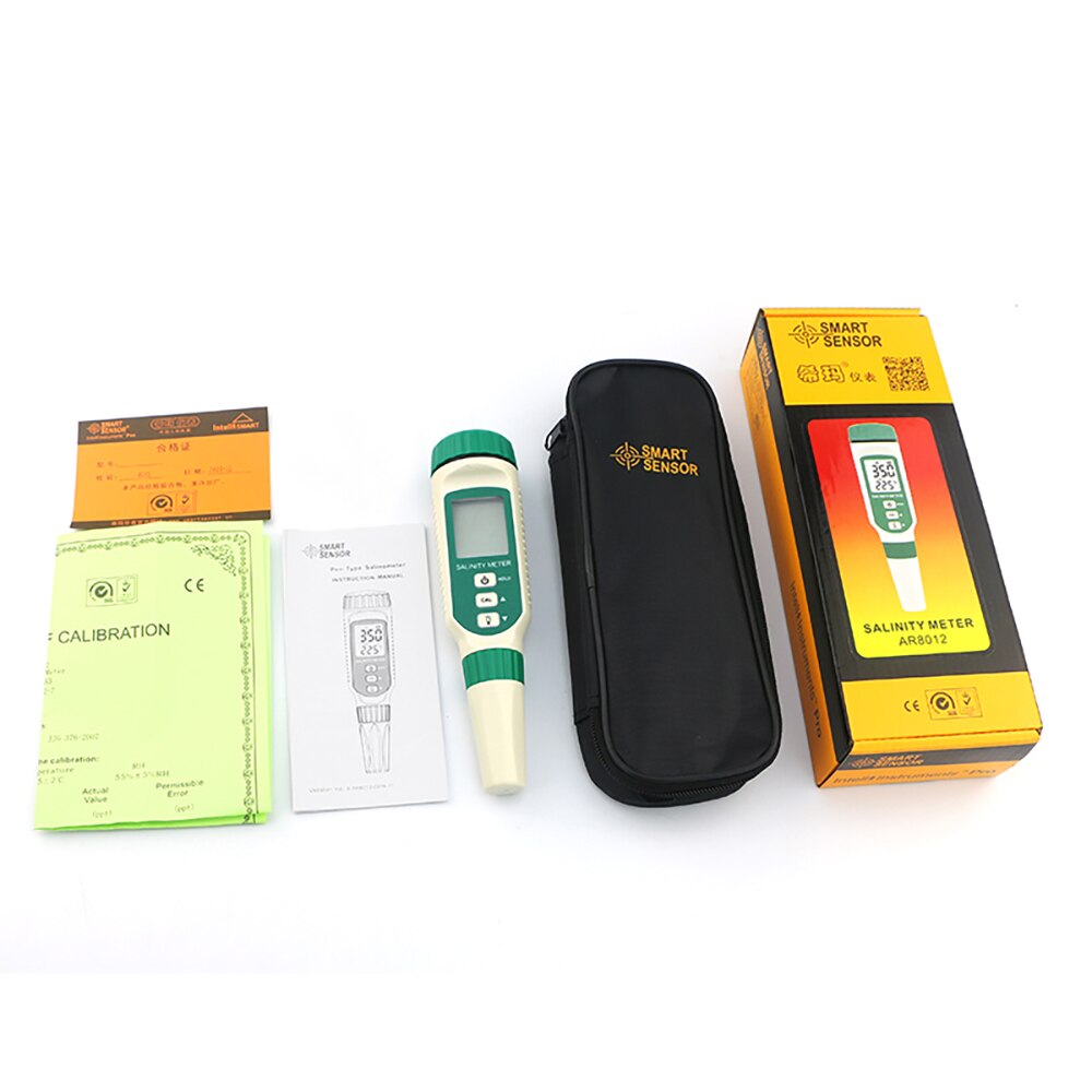 Salinometer Salinity Test Pen Beverages Drink Salt value and temperature of solvent Content Meter ATC Seawater Measuring AR8012