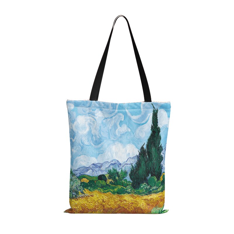 Ölgemälde Lieferwagen Gogh sternenklar Nacht Käufer Tasche für Frauen Sonnenblume Künstlerische Große Tuch Leinwand Tote Tasche Eco Frauen Einkaufen tasche: Stil2