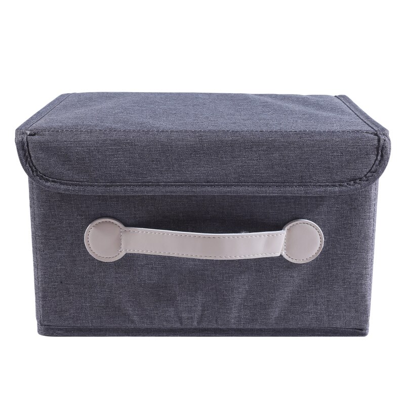 Fabric Storage Bin With Lid Handle Foldable Basket Organizer Large Boxes For Book Clothes Toy Nursery Bedroom Closet: gray