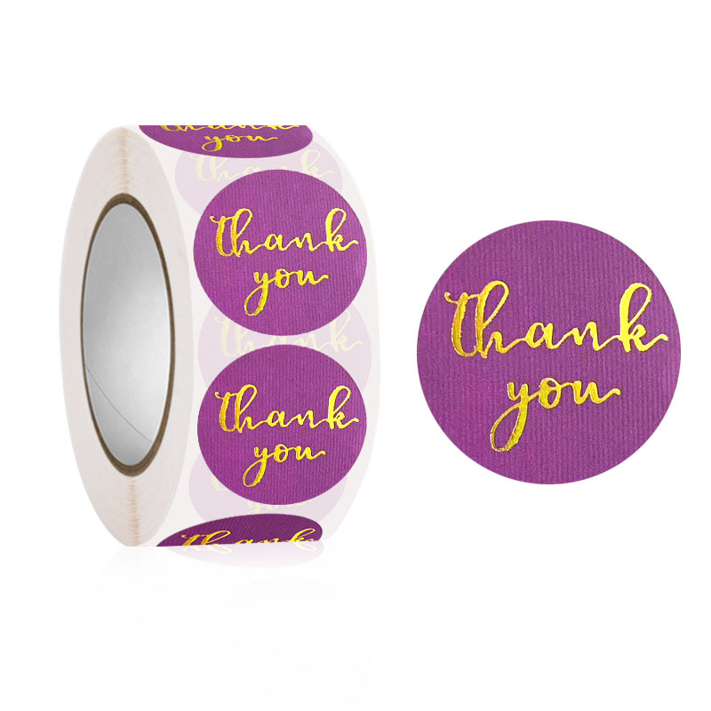 100-500Pcs 1inch Thank You Stickers Aesthetic Black Gold Foil Sticker Roll for Envelope Wedding Bake Stationery Seal Lable 2.5cm: Yellow
