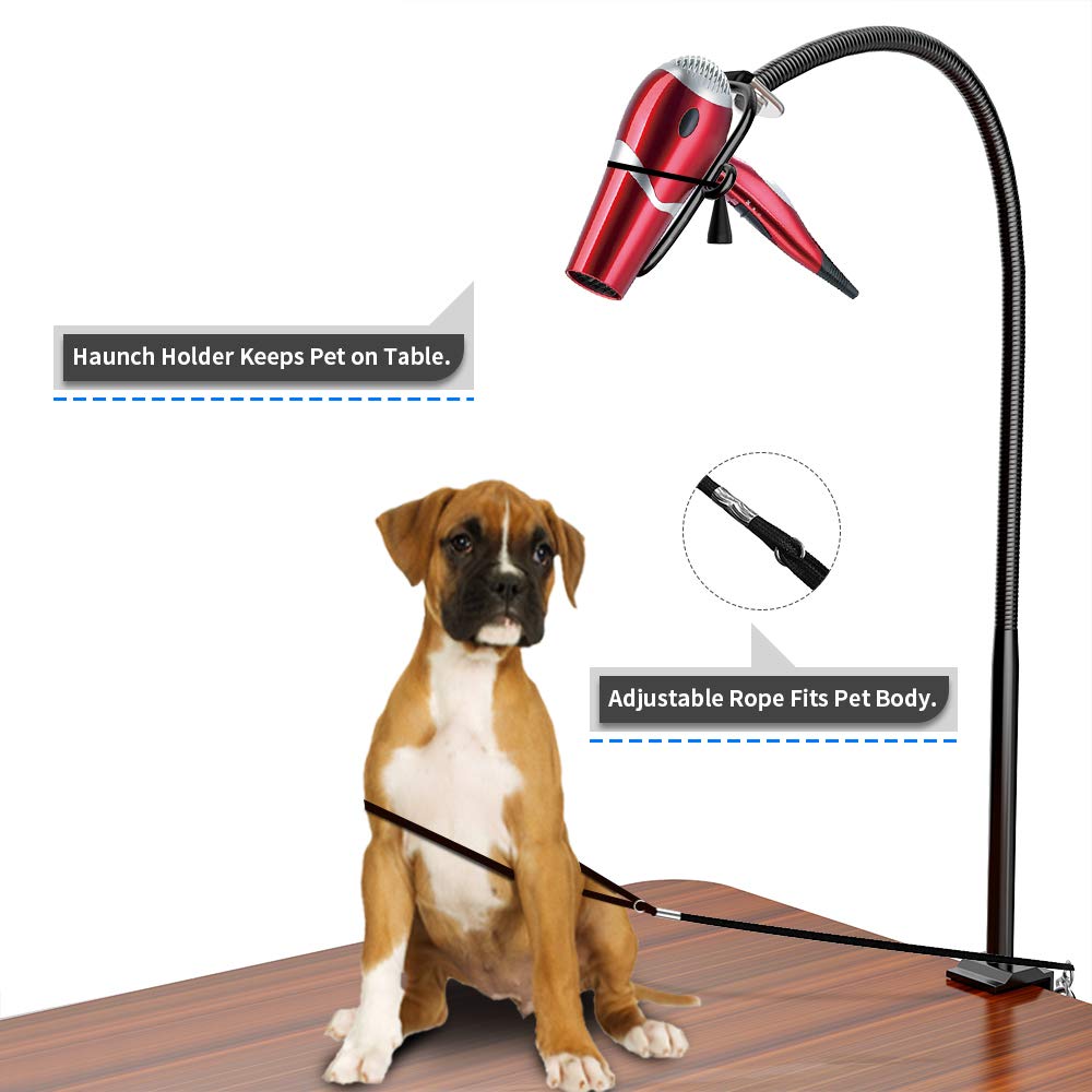 Dog Grooming Shelf Pets Bathing Beauty Hair Dryers Mounting Bracket Clip,Large Size 360 Degree Adjusted Metal Hose Stand
