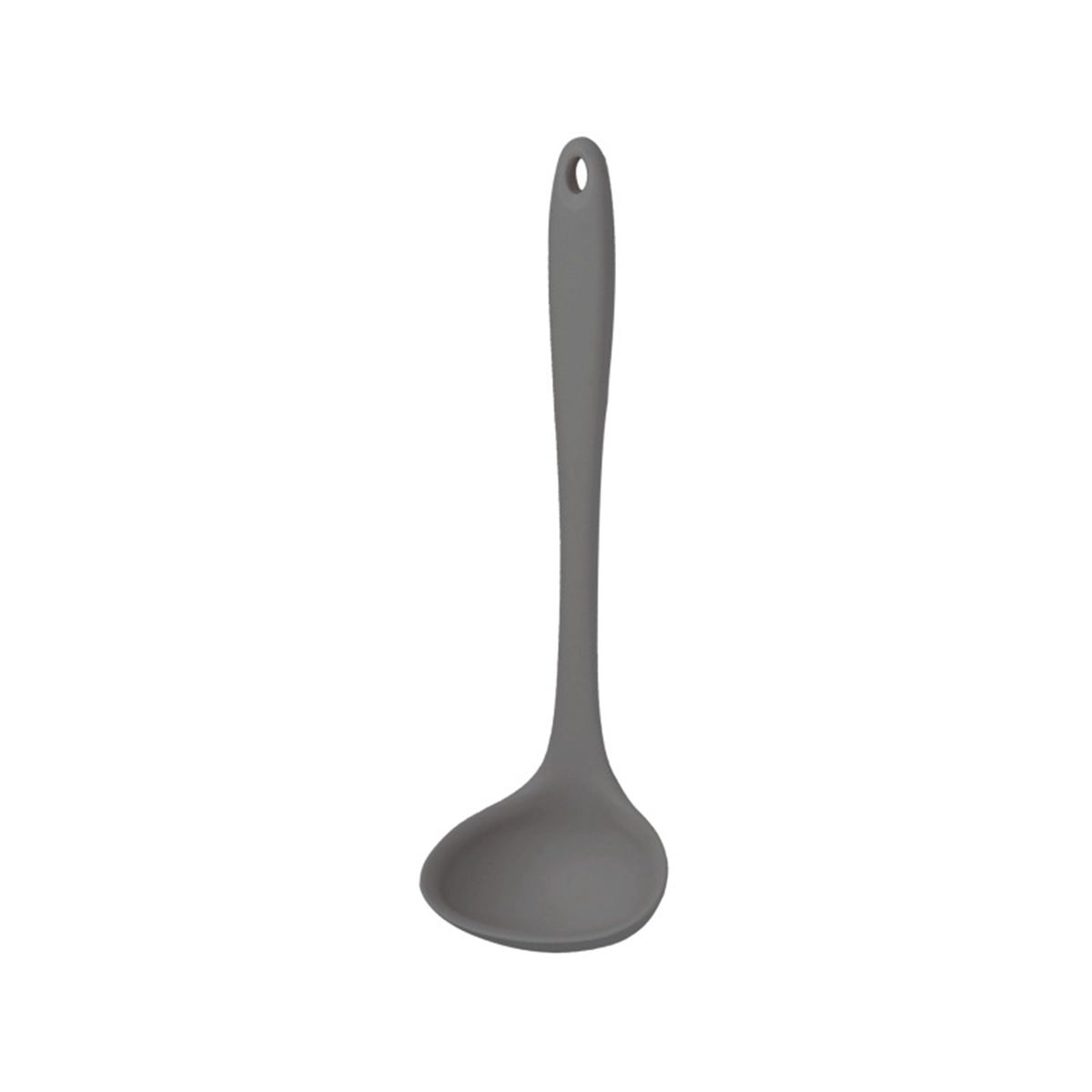 Silicone Ladle Soup Spoon Non-stick Curved Handle Unbreakable Big Round Scoop for Dinner Kitchen Dining Tool Tableware: grey