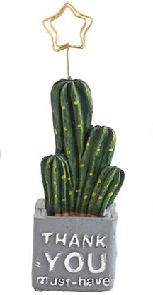 Cute Card Holder Cactus Resin Plant Decoration Stationery Photo Holder Office School Supplies: THANK(C)