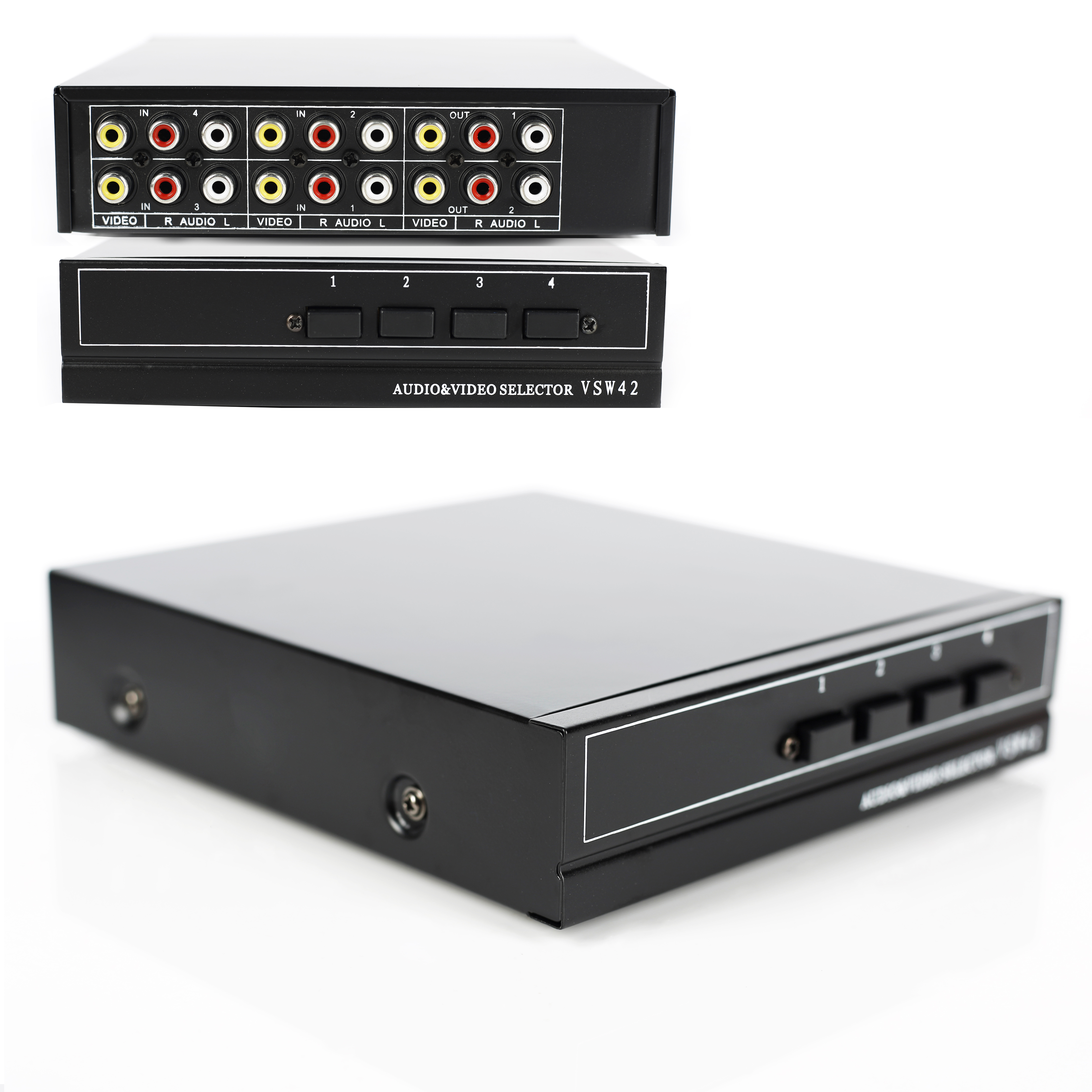 4 Poorten 2 uitgang Composiet 3 RCA Video Audio AV Switch Switcher Box Selector 4 In 1 Out 4x1 4in 2out 4x2 voor HDTV LCD DVD