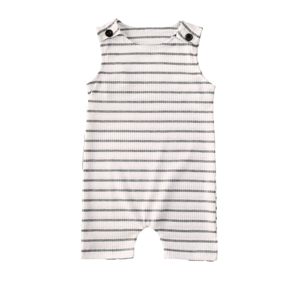Neue Nette Baby Mädchen Jungen Rippe Streifen Ärmellose Gesamt Kleinkind freundlicher Rundhals ziehen-auf Overall kurze Hose: 1 / 12m
