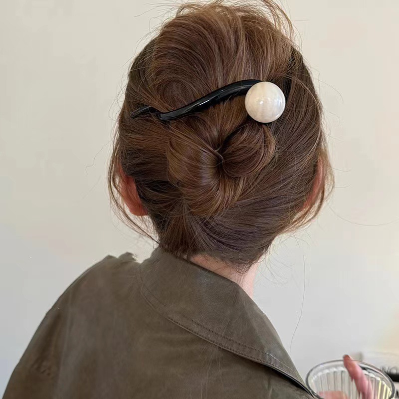 Pinzas para el cabello con forma de cola de caballo Retro para mujer, horquillas con Clip de tiburón y perlas a la , pasadores, accesorios para el cabello