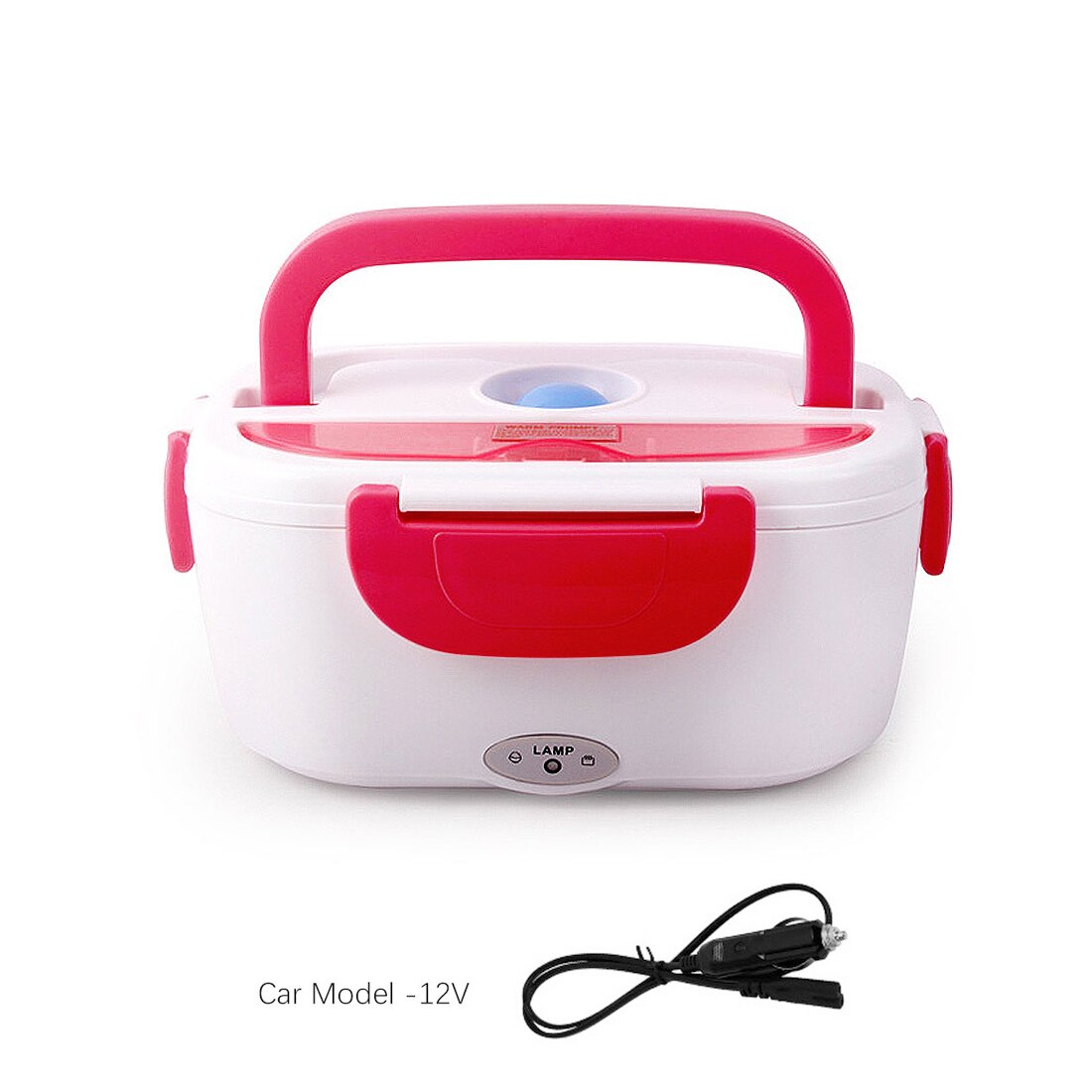 12V-24V 110V 220V Electric Heated Lunch Box Portable 2 in 1 Car& Home US Plug/EU Plug Bento Boxes Stainless Steel Food Container: red  car model