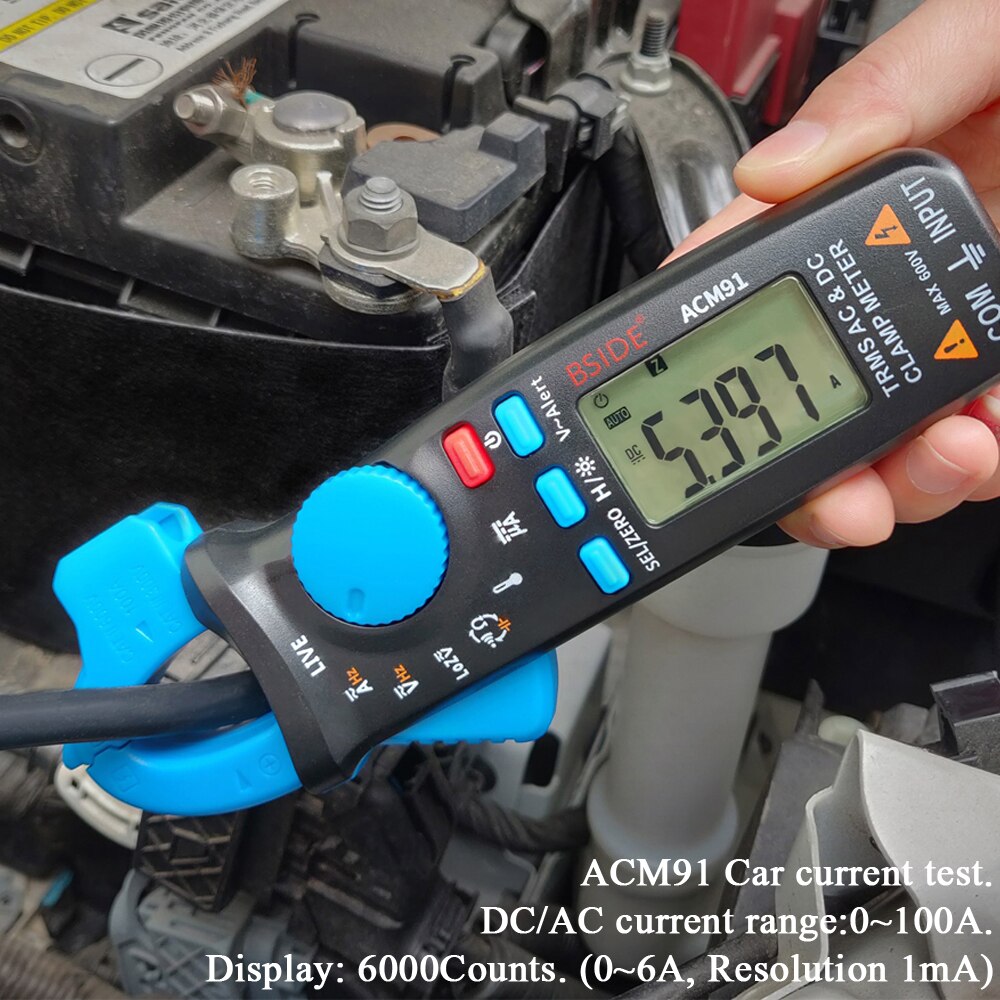 BSIDE True RMS Clamp Meter 1mA Plier Ammeter Car Repair Digital Multimeter DC AC Current Volt Temp Capacitor Tester