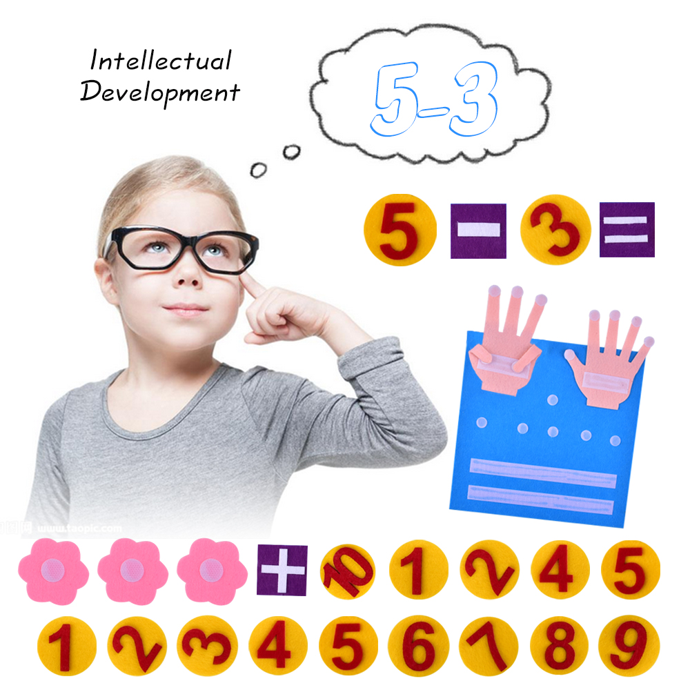 Juguetes Educativos de lana DIY, conjunto de juguetes de fieltro con conteo de números de dedos para niños, enseñanza jardín de infantes Digital, de educación temprana