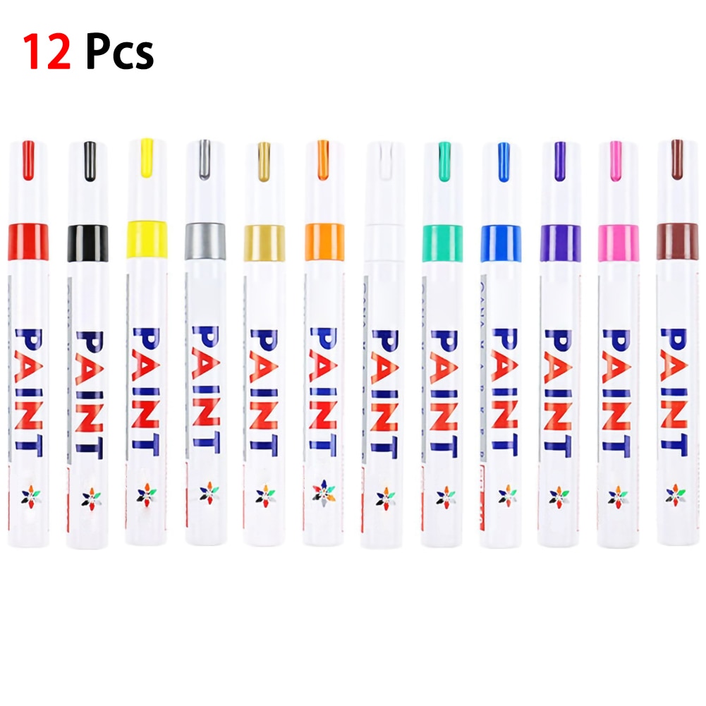 12 Colors Paint Pen Waterproof Marker Pen Car Tyre Tire Tread CD Metal